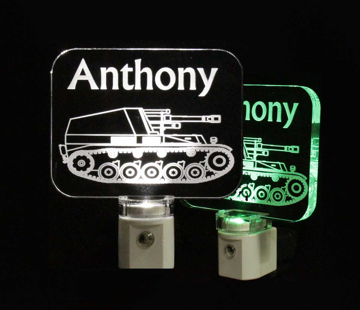 Army Tank Soldier gift Personalized LED Night Light, Military vehicle