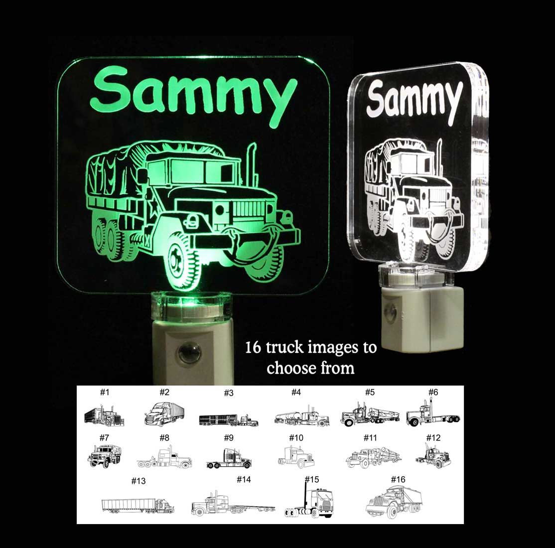 Kids Army Truck Personalized LED Night Light - Military Vehicle