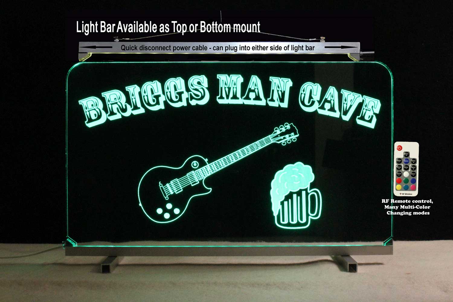 Personalized Bar Sign, Man Cave Sign with Beer and Guitar