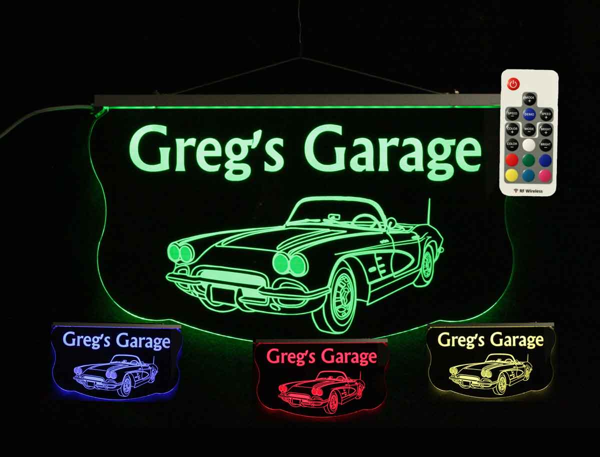 Personalized Custom sign with Corvette design, Garage sign, Man Cave Sign
