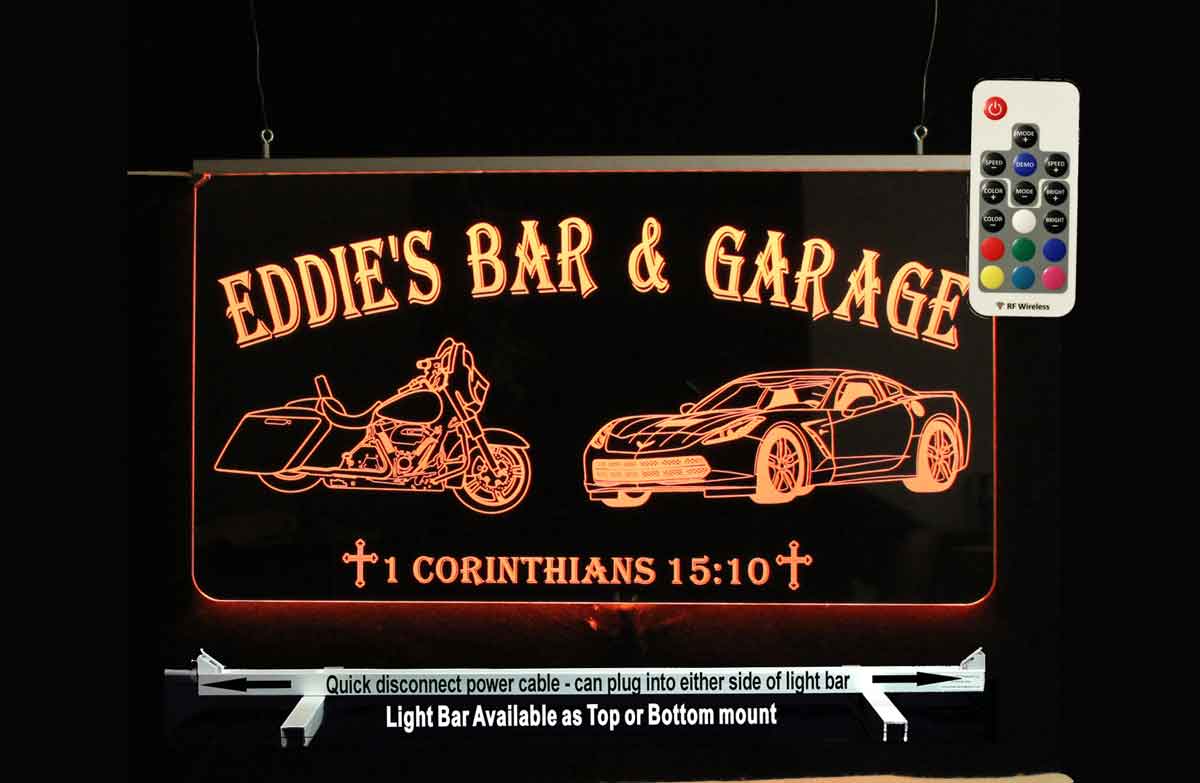 Personalized Motorcycle Corvette LED Neon Sign -  Garage Sign