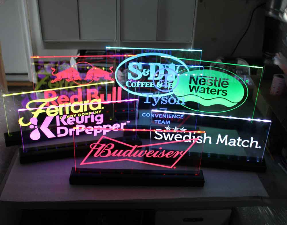 LED Awards, Trophies, Name Plates, Desk Signs, USB/Rechargeable Battery Operated
