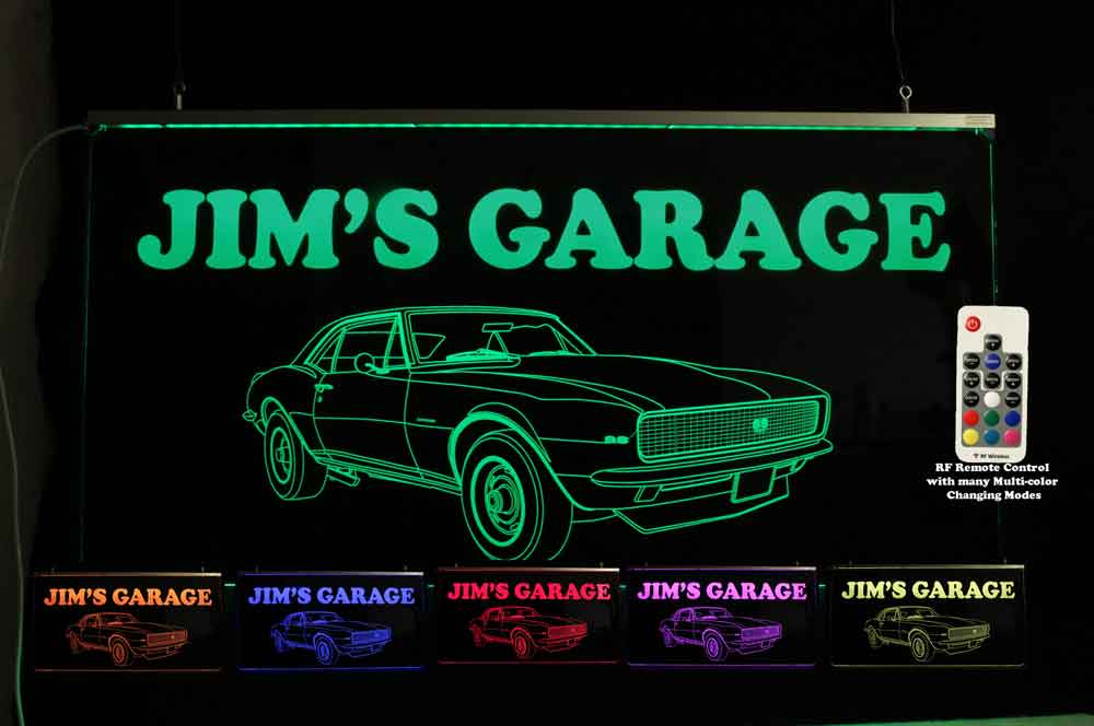 Chevy Camaro Personalized Garage Man Cave Sign - Neon LED Car sign