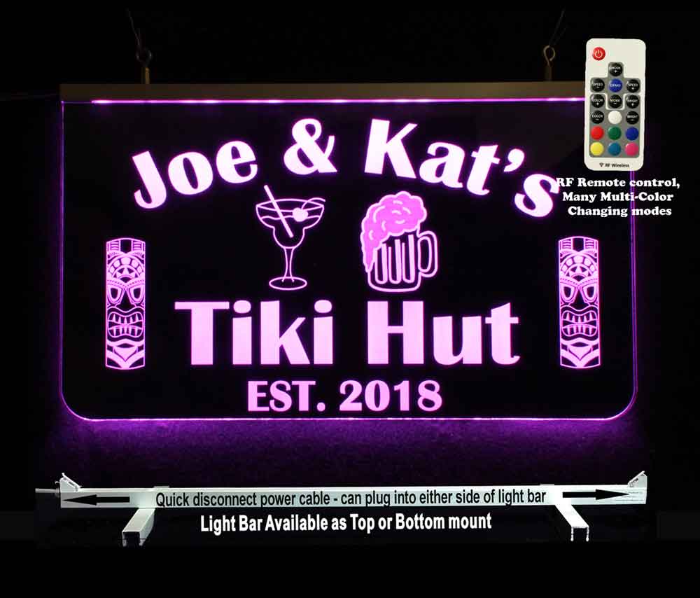 Tiki Bar Sign, Personalized Man Cave Bar Sign, LED Neon