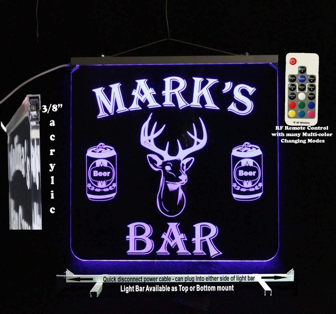 Custom LED Sign with Deer and Beer design