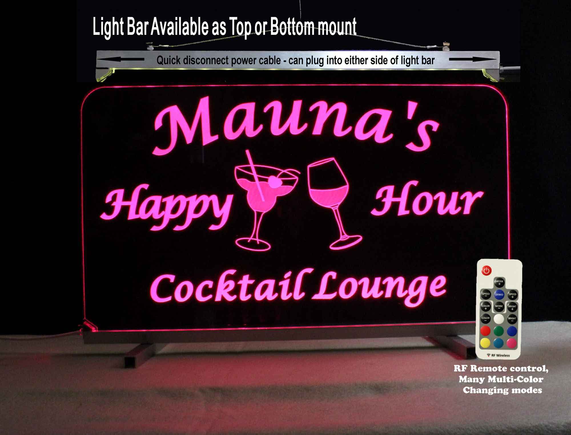 Personalized Bar Sign for her, Wine Glass, Margarita Glass, Pub Sign