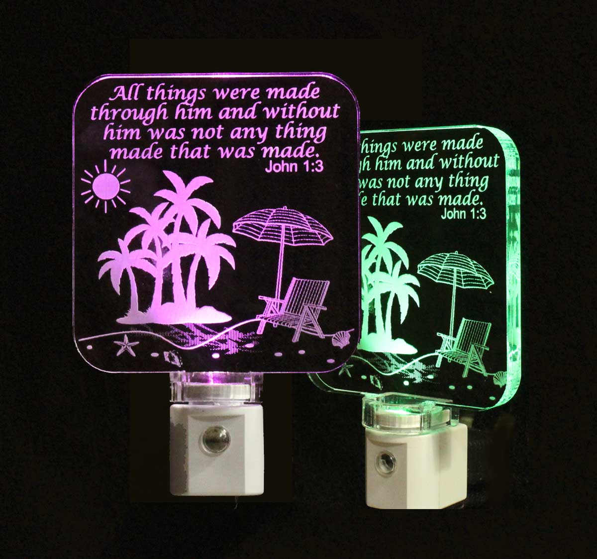 Personalized Beach night light with Palm Trees and scripture