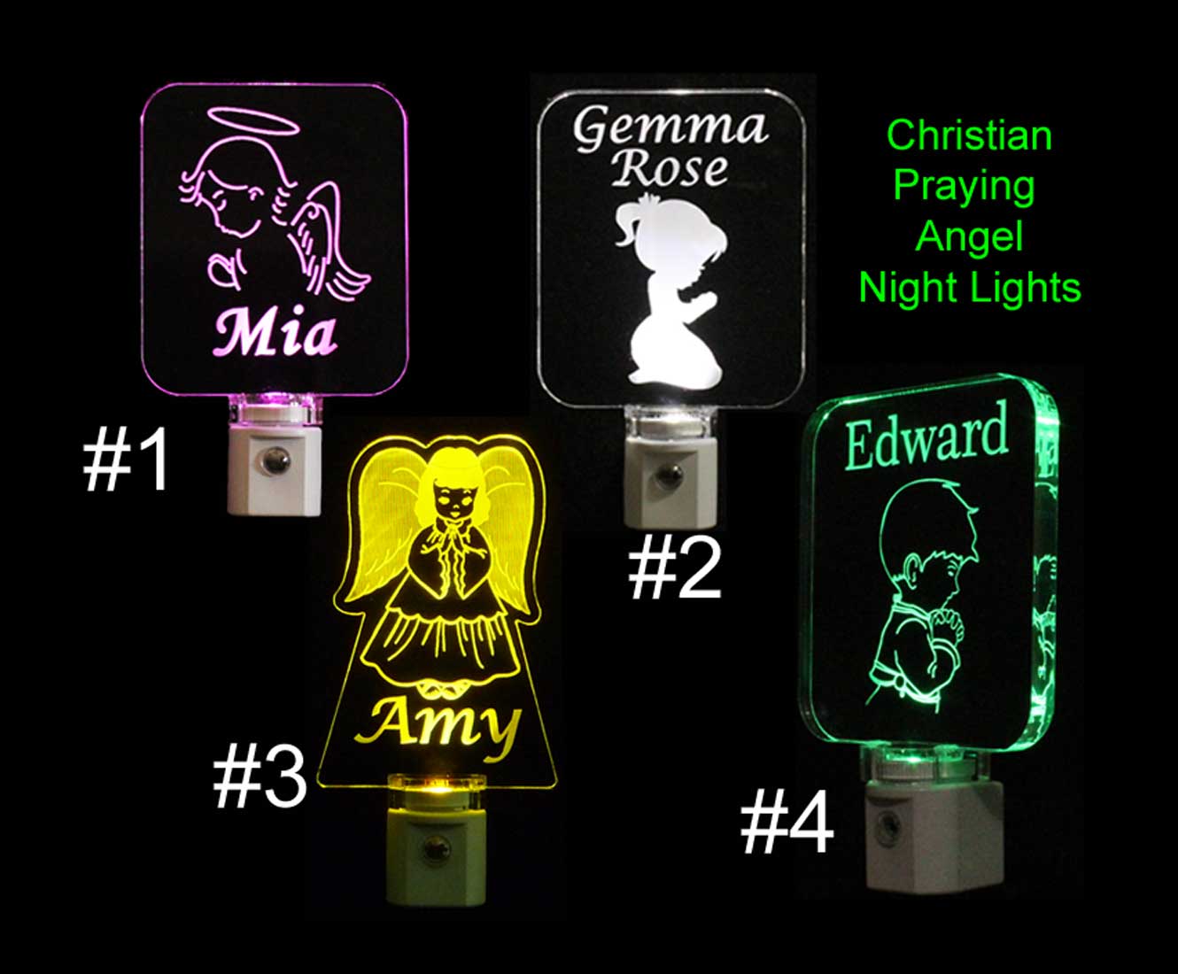 Personalized Christian Praying Angel LED Night Light