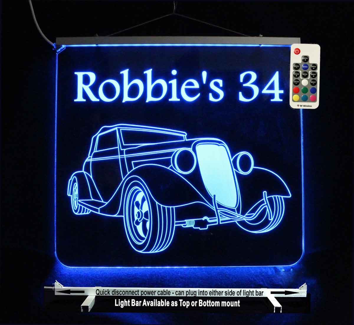 Antique Car LED Man Cave Sign - Personalized car sign - Neon