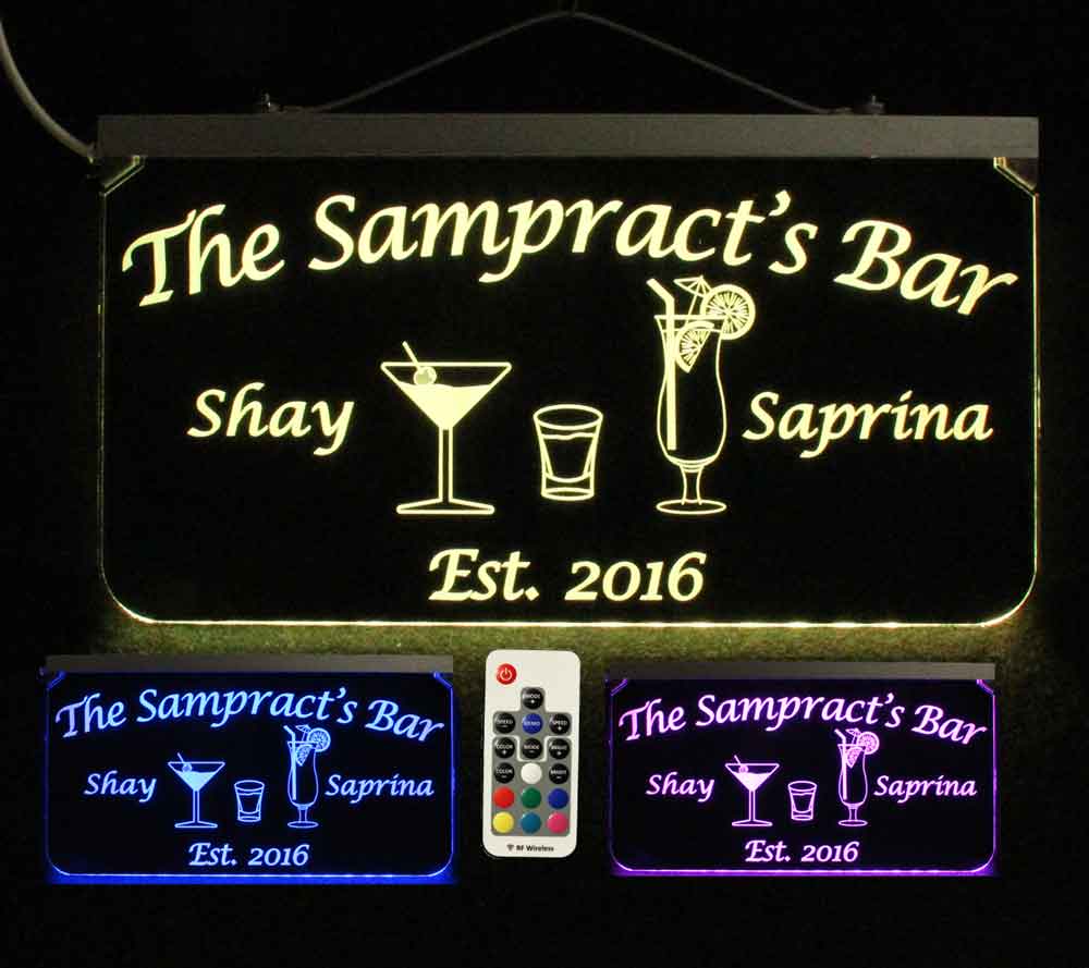Personalized Bar Sign, Man Cave Sign, Martini Glass, Shot Glass, Coctail Glass