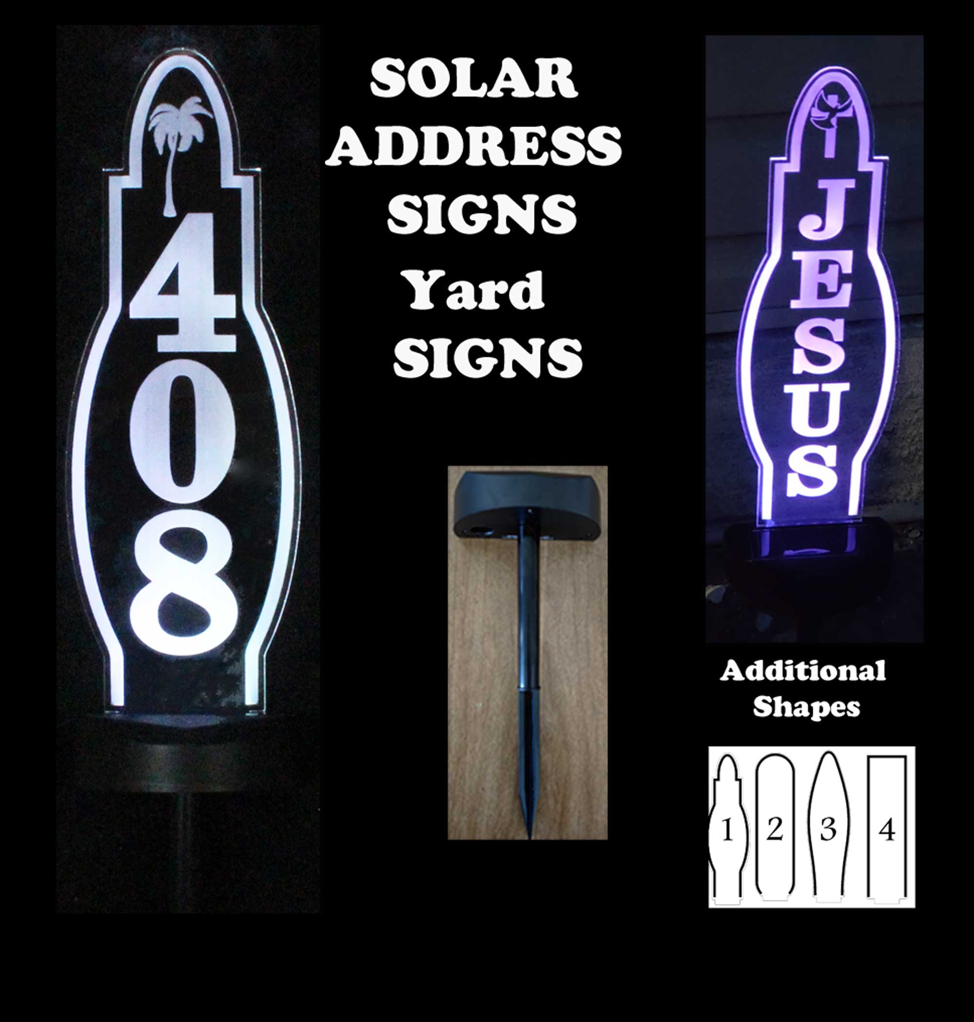 Solar Address sign, Yard sign, Custom outdoor sign