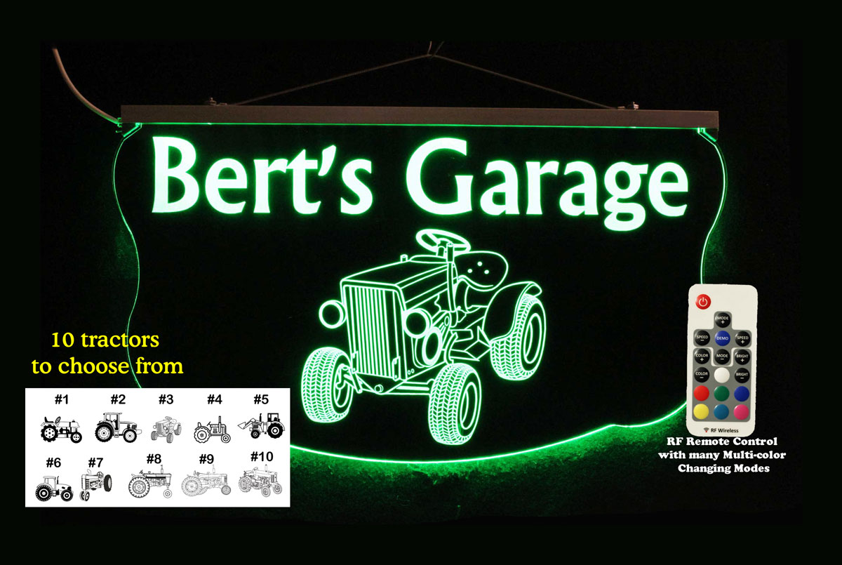 Personalized Tractor CustomLED Sign, Man Cave Sign, Neon Bar Sign