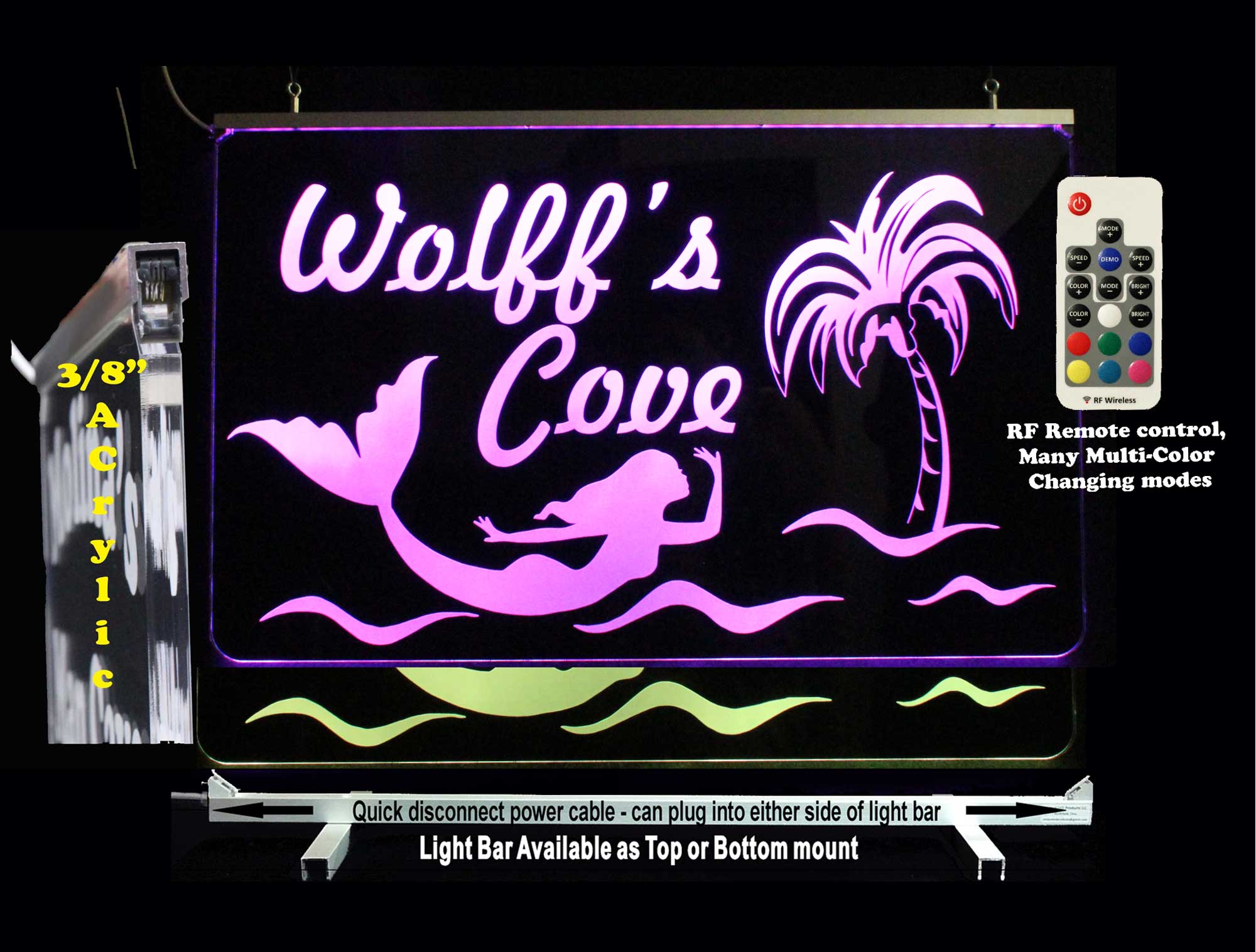 Personalized Man Cave Sign with Mermaid and Palm Tree