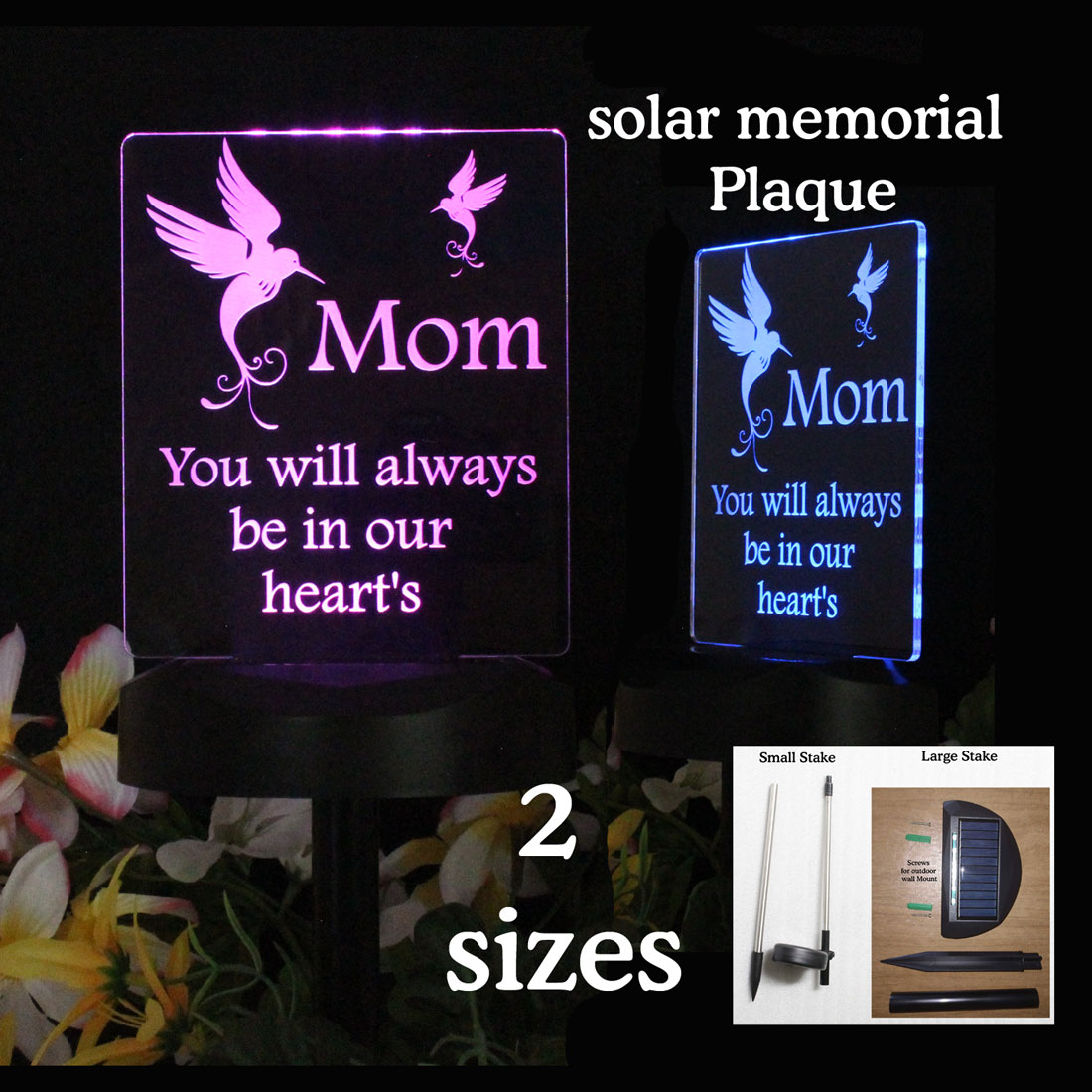 Bird Sympathy Gift, Personalized Grave marker Solar Light, Garden light