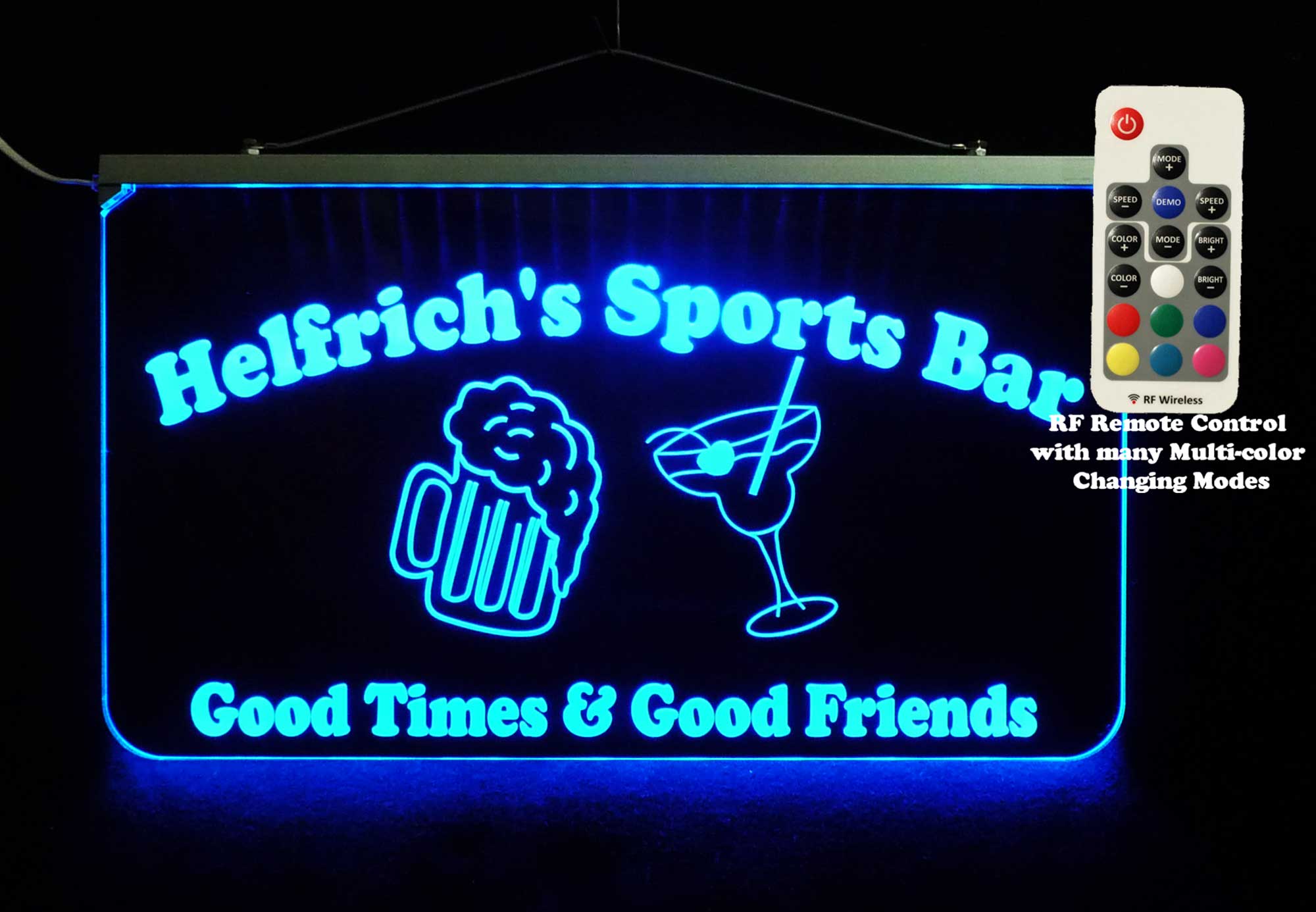 LED Personalized Sports Bar Sign with Beer Mug and Martini Glass