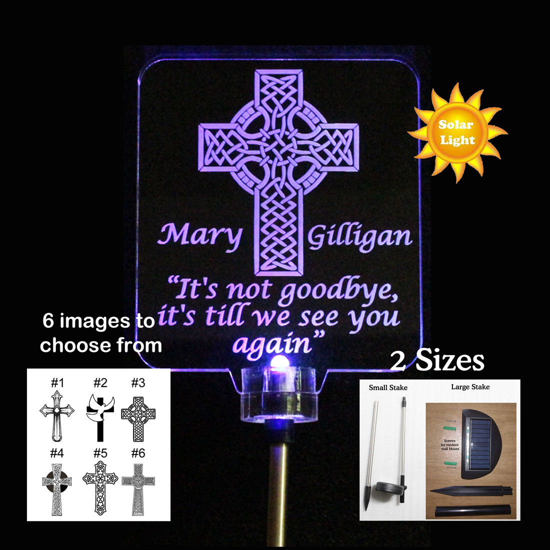 Sympathy Gift, Celtic Cross Personalized solar grave marker