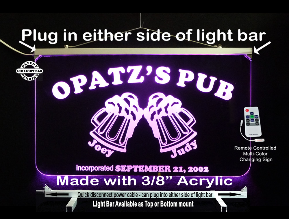 Personalize LED Man Cave Bar Sign with Beer Mugs