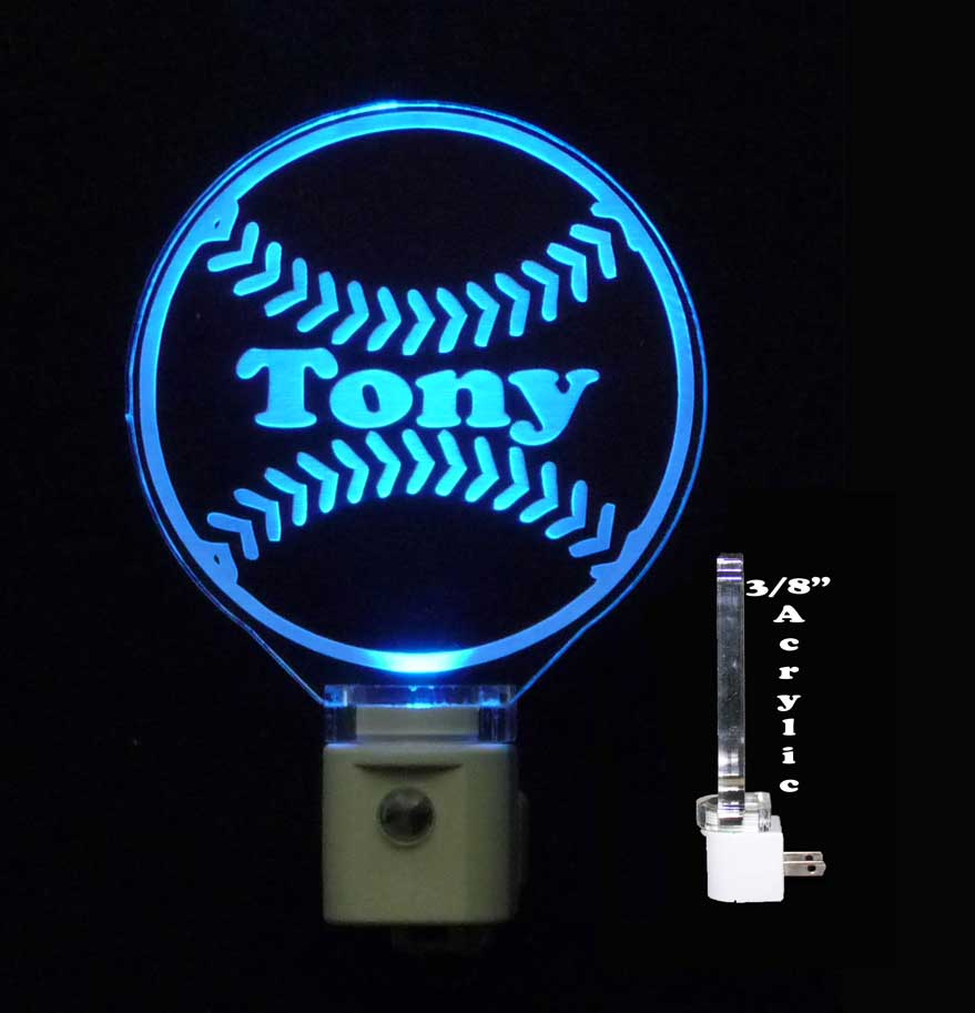 Personalized Engraved Baseball LED Night Light
