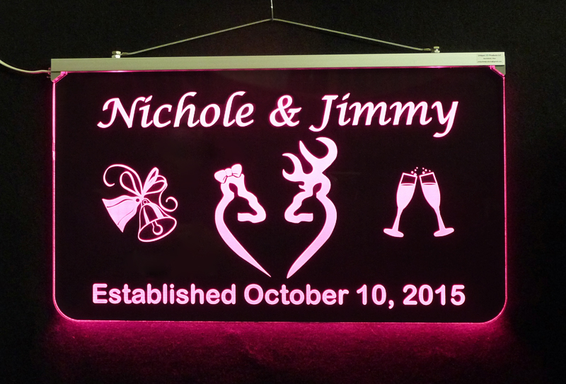 Wedding Bar Sign, Personalized LED Sign - Deer Sign