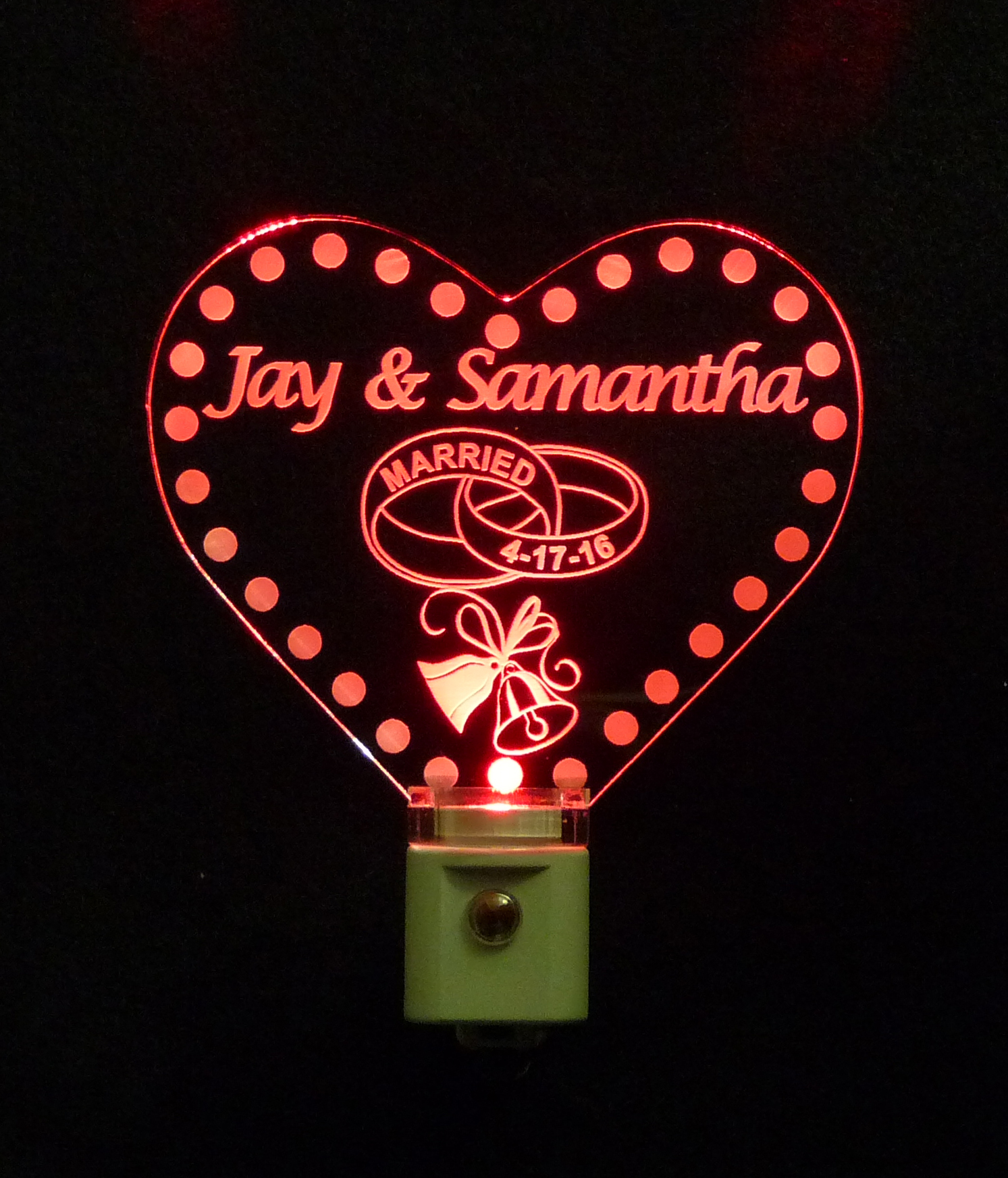 Personalized Heart LED Wedding Night Light