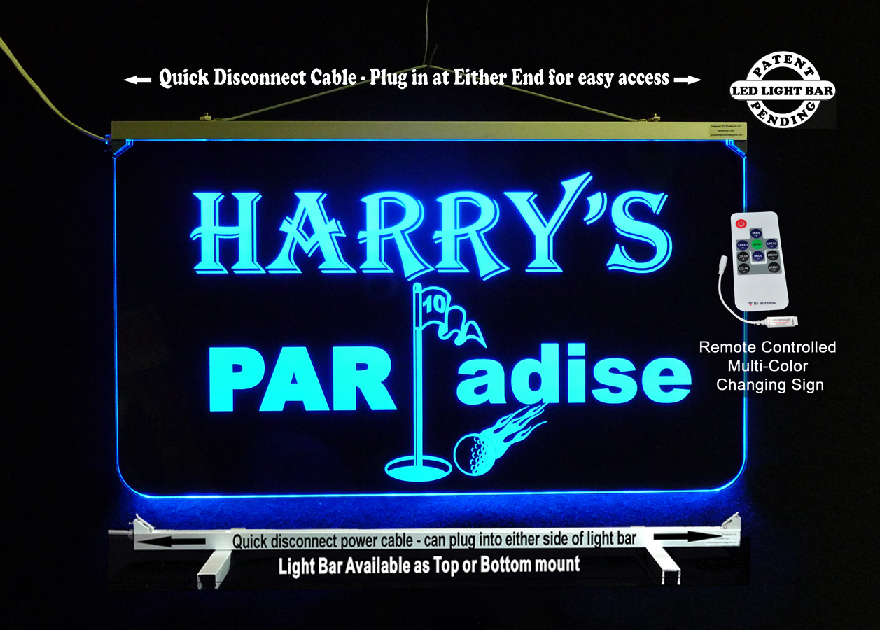 Personalized Golfer Sign - LED Neon color changing sign