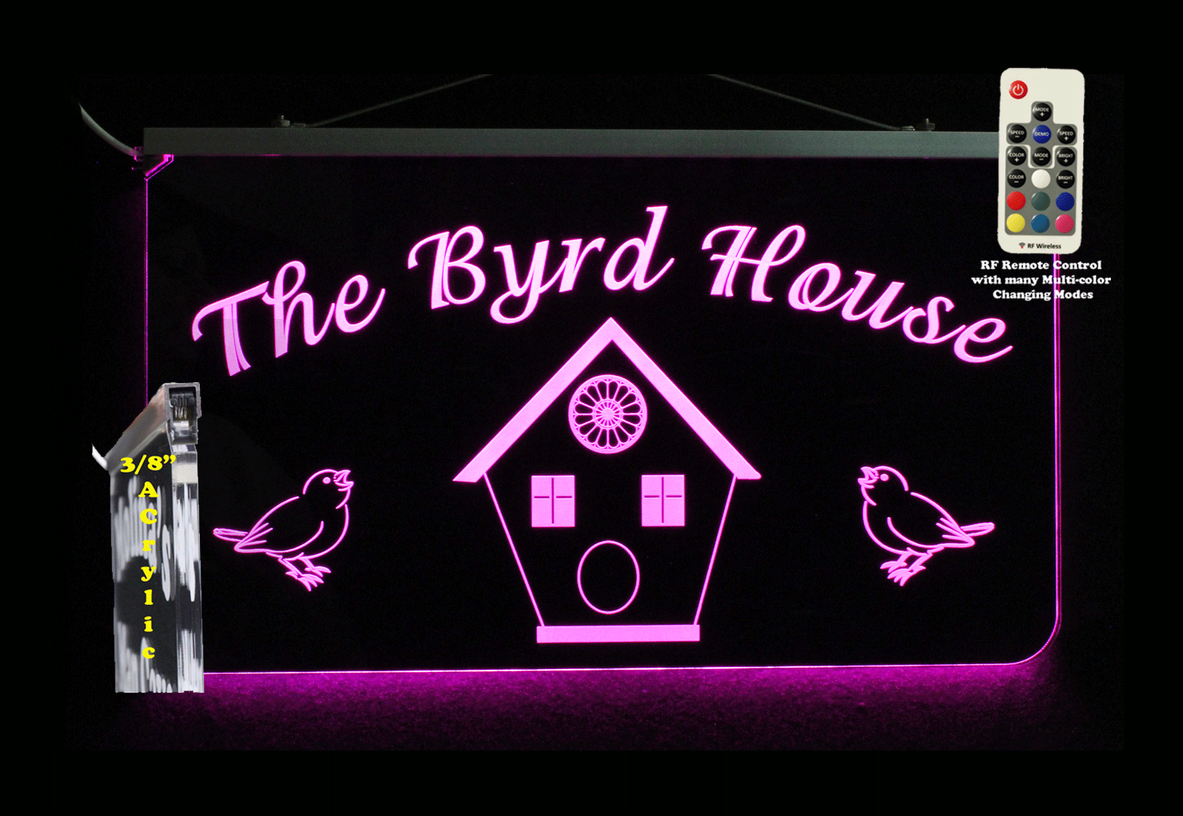 Personalized Bird House LED Sign, Man Cave, Garage, Multi-color changing