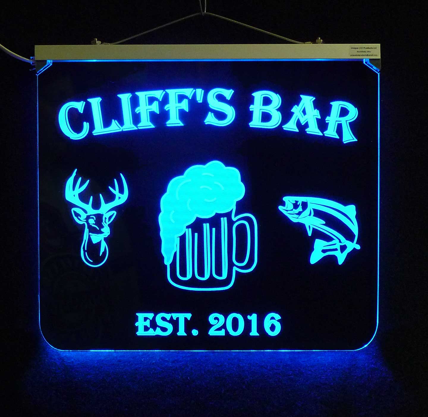 Personalized Beer, Deer and Fish lighted Neon sign