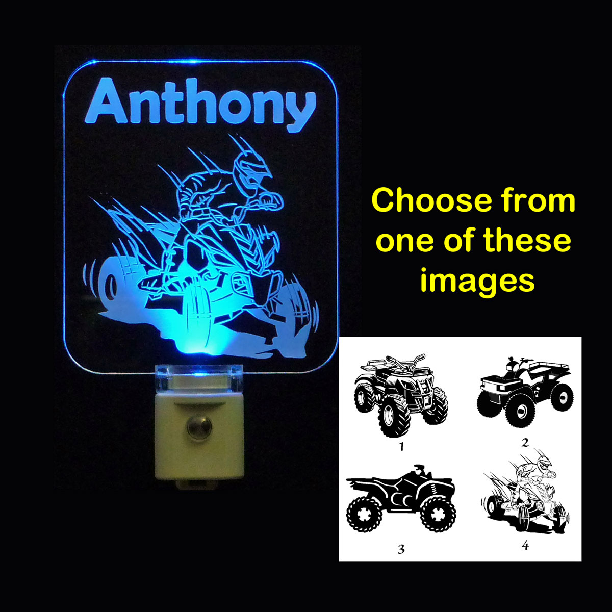 Personalized ATV Four Wheeling LED Night Light