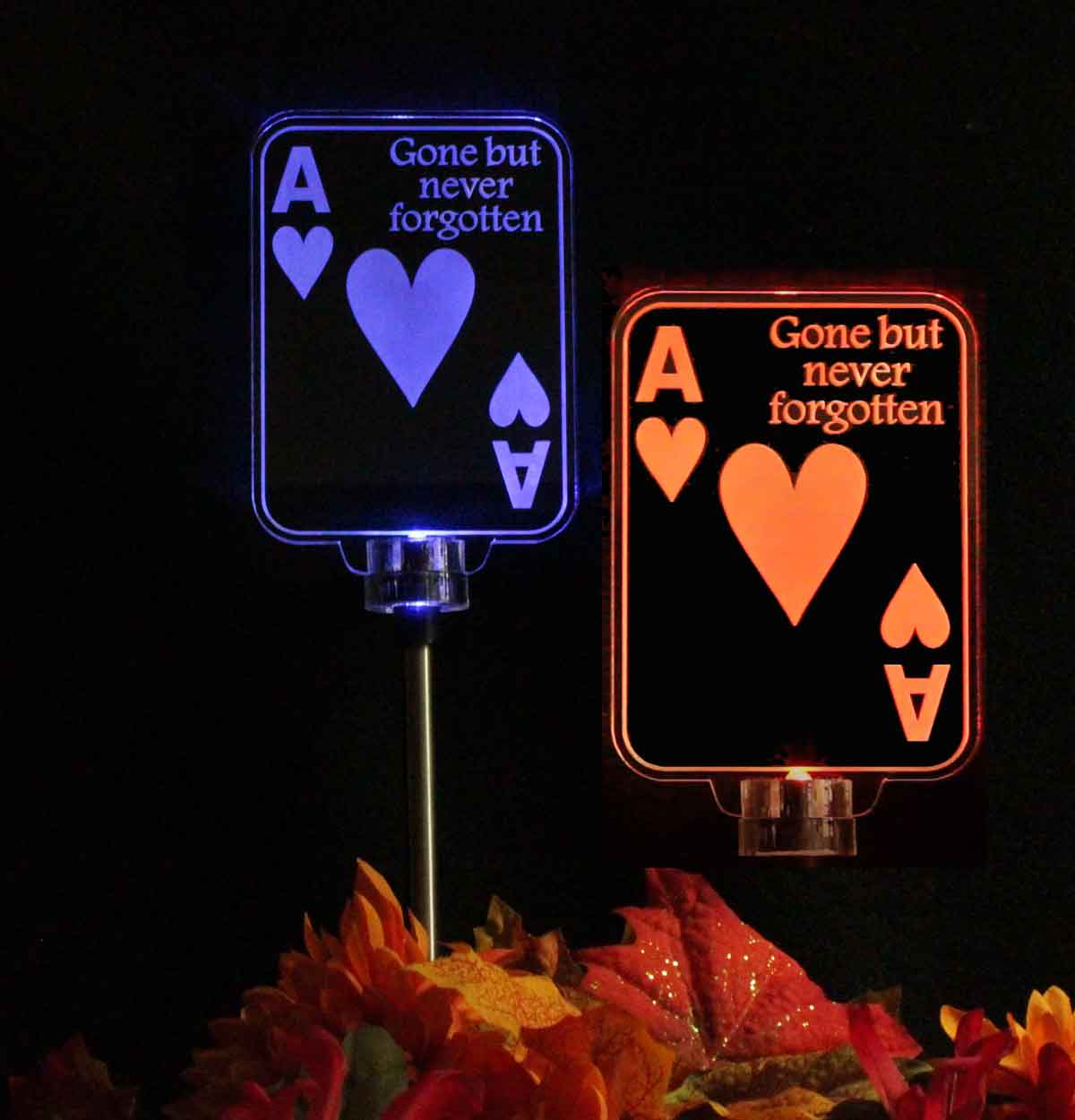 Personalized Ace Of Hearts Grave Marker, Solar Light -Garden light