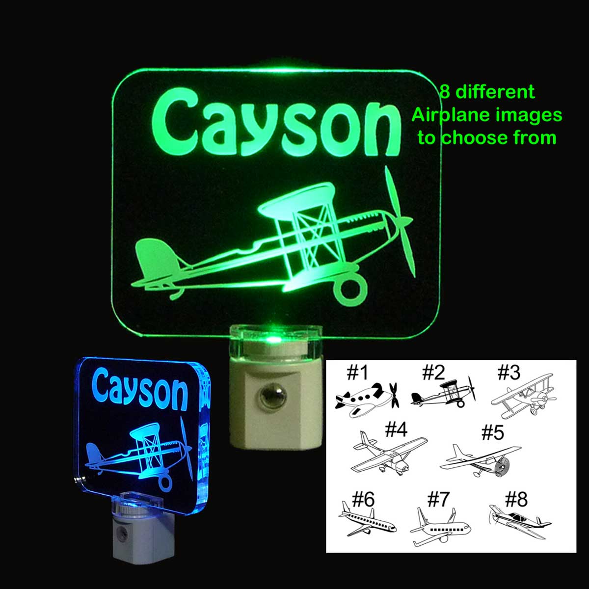 Personalized Kids Propeller Airplane Night Light, LED