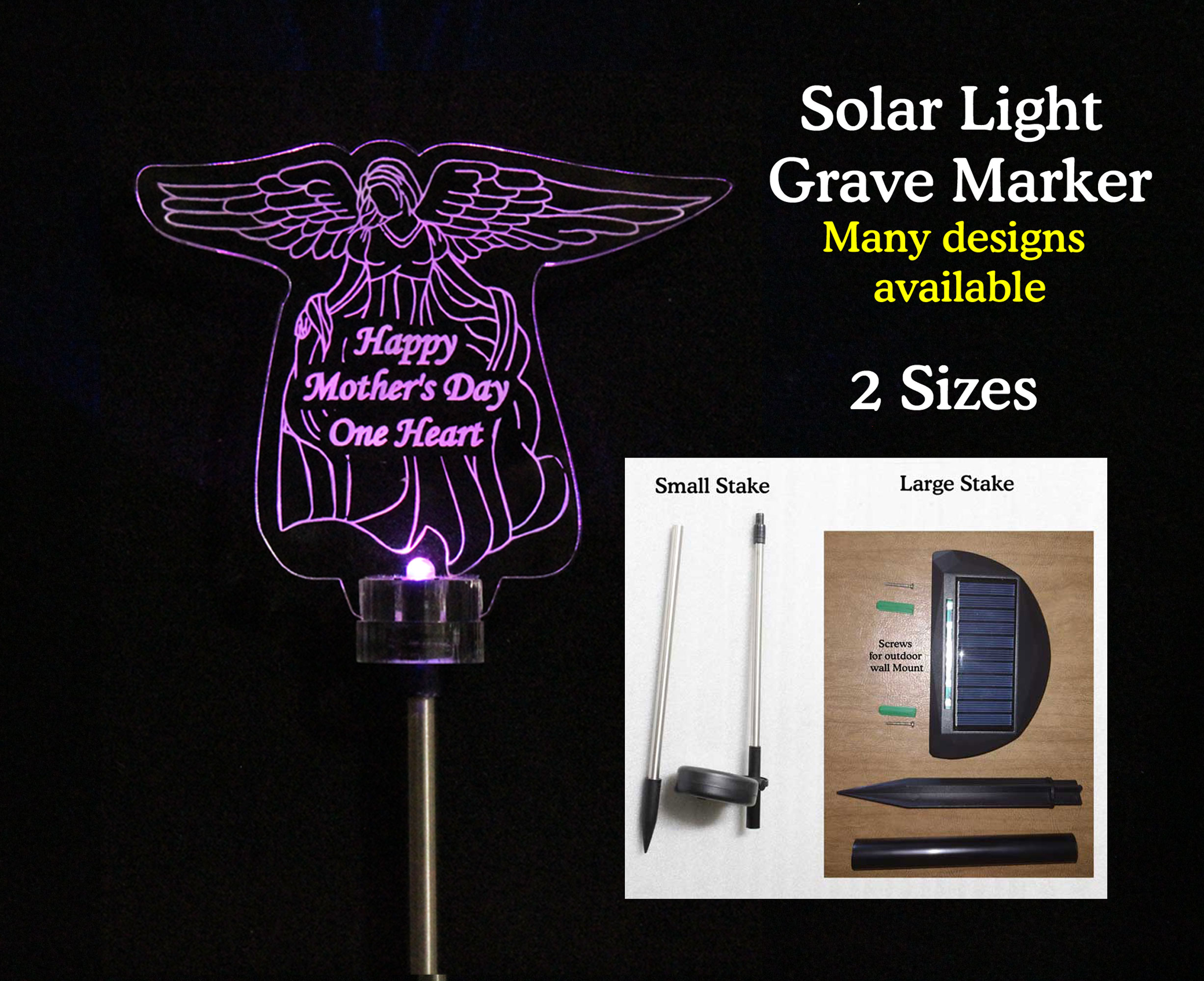 Personalized Angel Solar Light - Grave Marker, Garden light