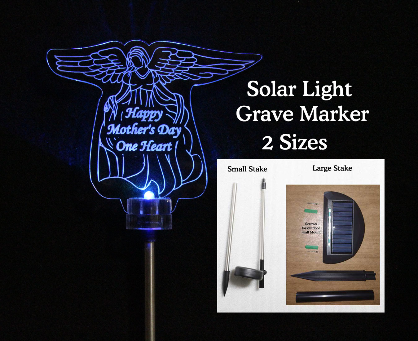 Personalized Angel Solar Light - Grave Marker, Garden light