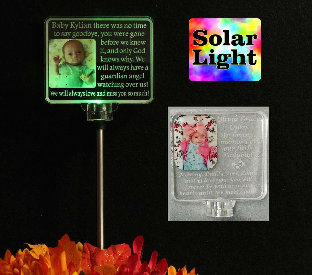 Photo Solar light Personalized Grave Marker, Garden Light, baby memorial