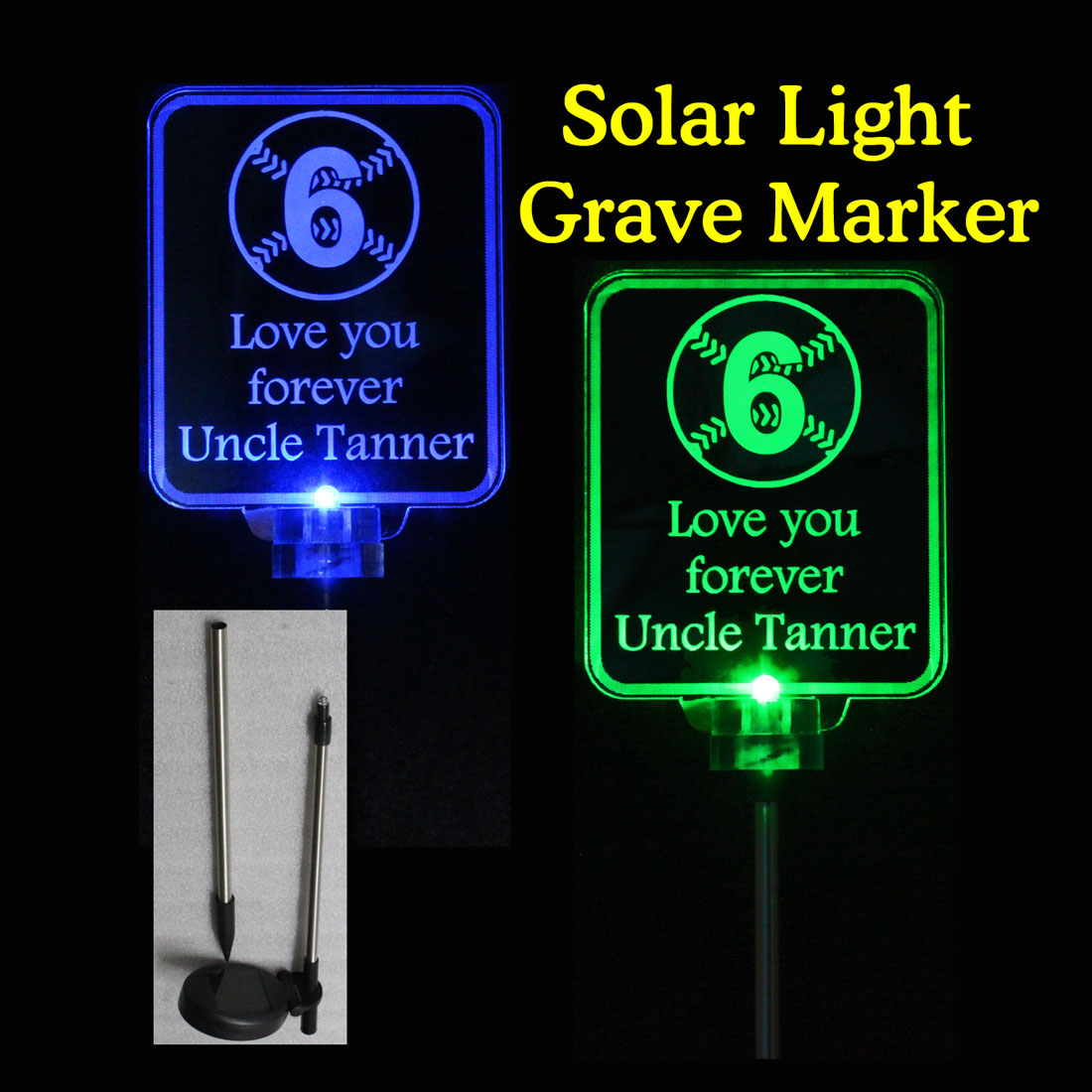 Camper RV Cemetary marker solar light grave marker, memorial plaque,  personalized 