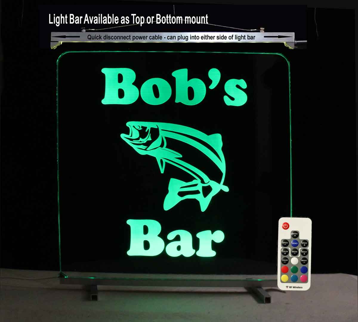 Custom Bass Fish LED Man Cave Sign - Personalized sign