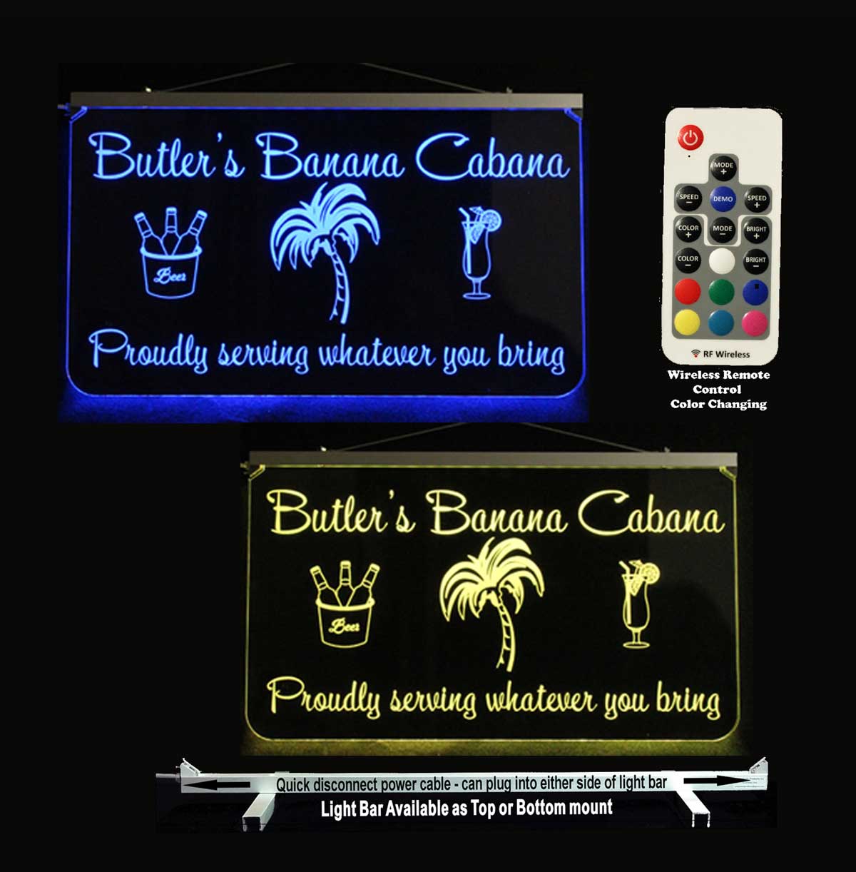 Personalized Bar sign, Man Cave sign,  Custom LED sign with Palm trees