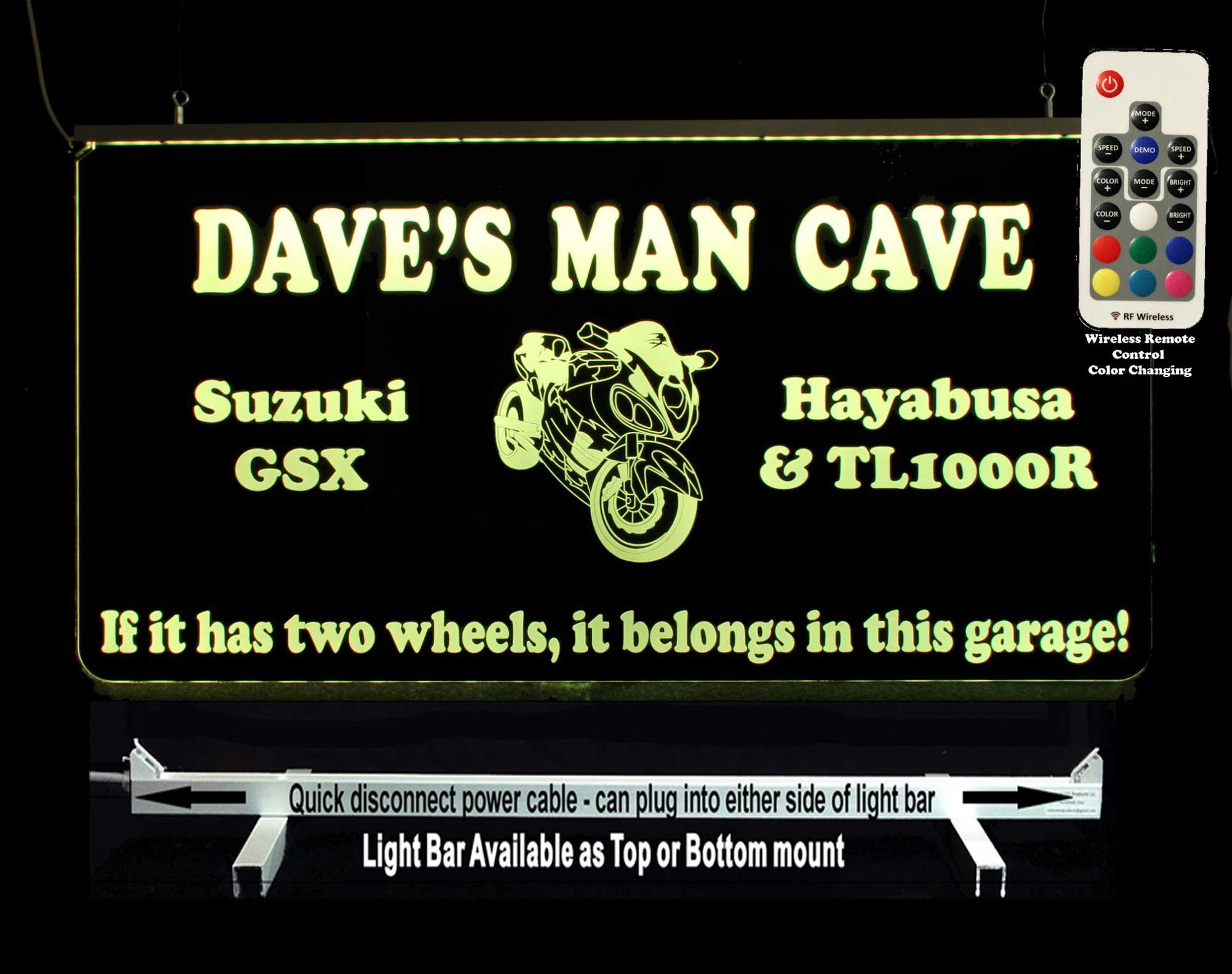 Personalized  LED Garage Sign, Motorcycle Sign,  Man Cave Sign, Bar Sign