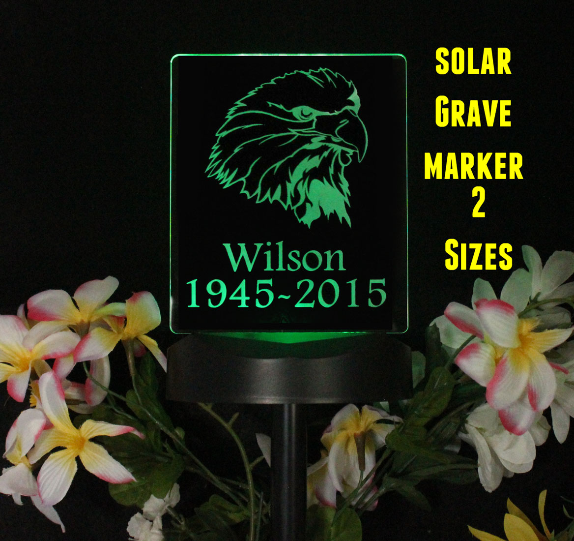 Eagle Personalized Solar light, Grave Marker, Garden Light, Memorial Plaque
