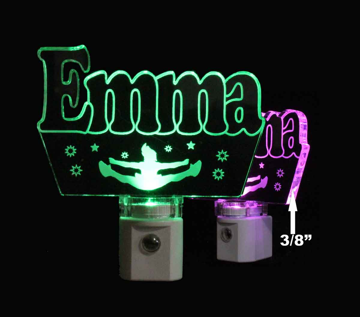 Personalized Name Outline Night Light with Cheerleader image