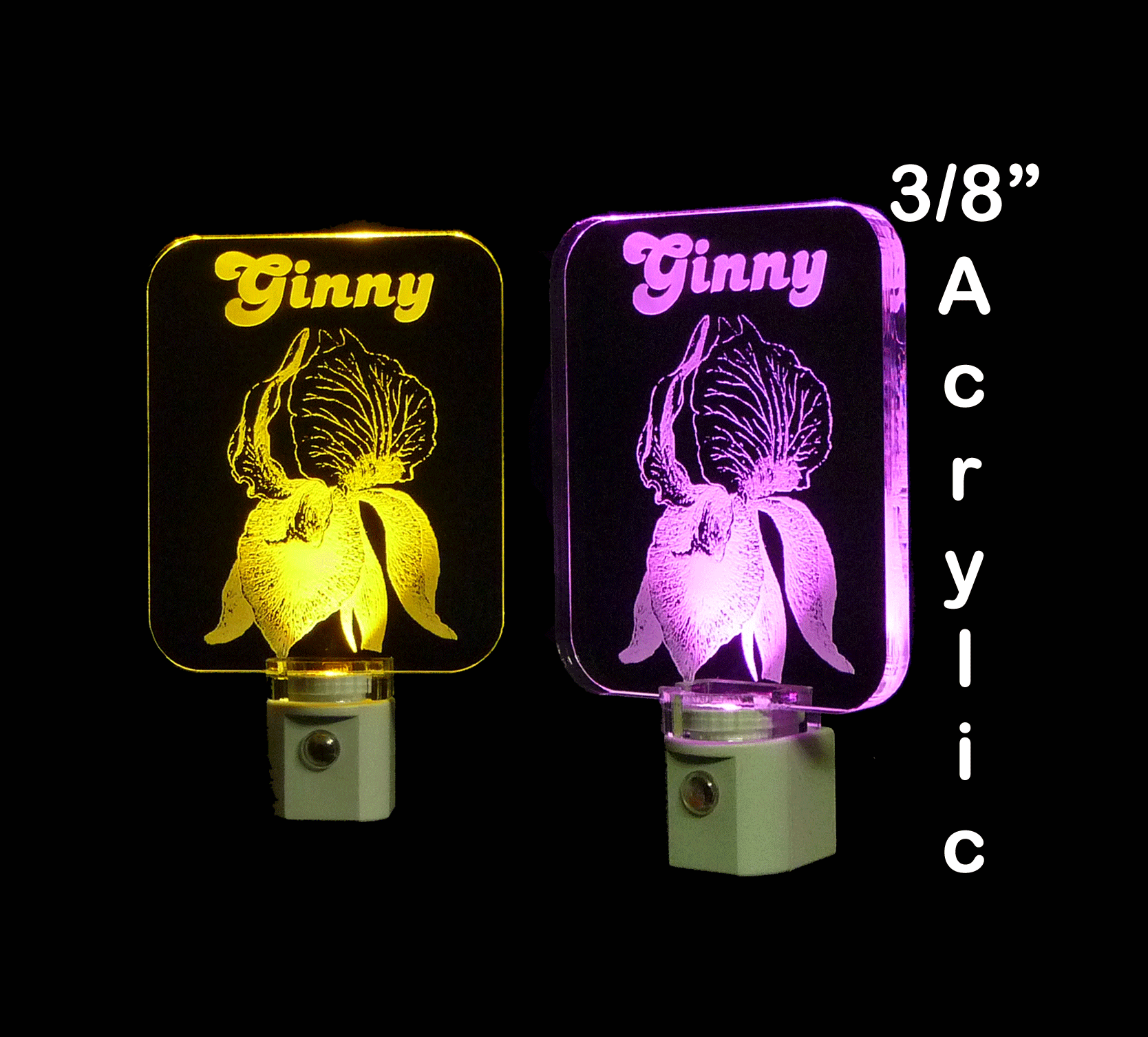 Personalized LED Iris Flower Night Light for her