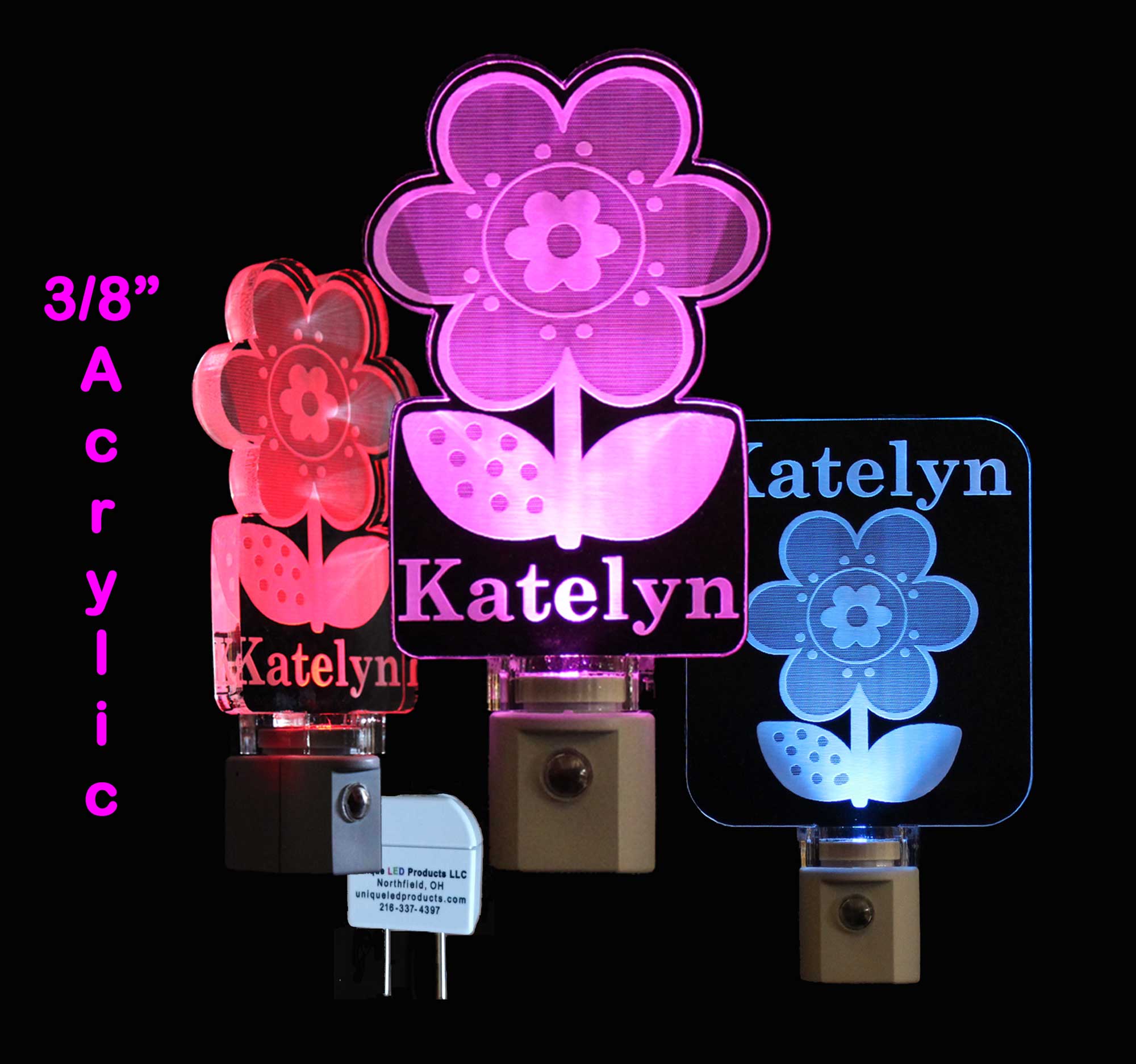 Personalized Flower LED Night Light, Gift for Girls
