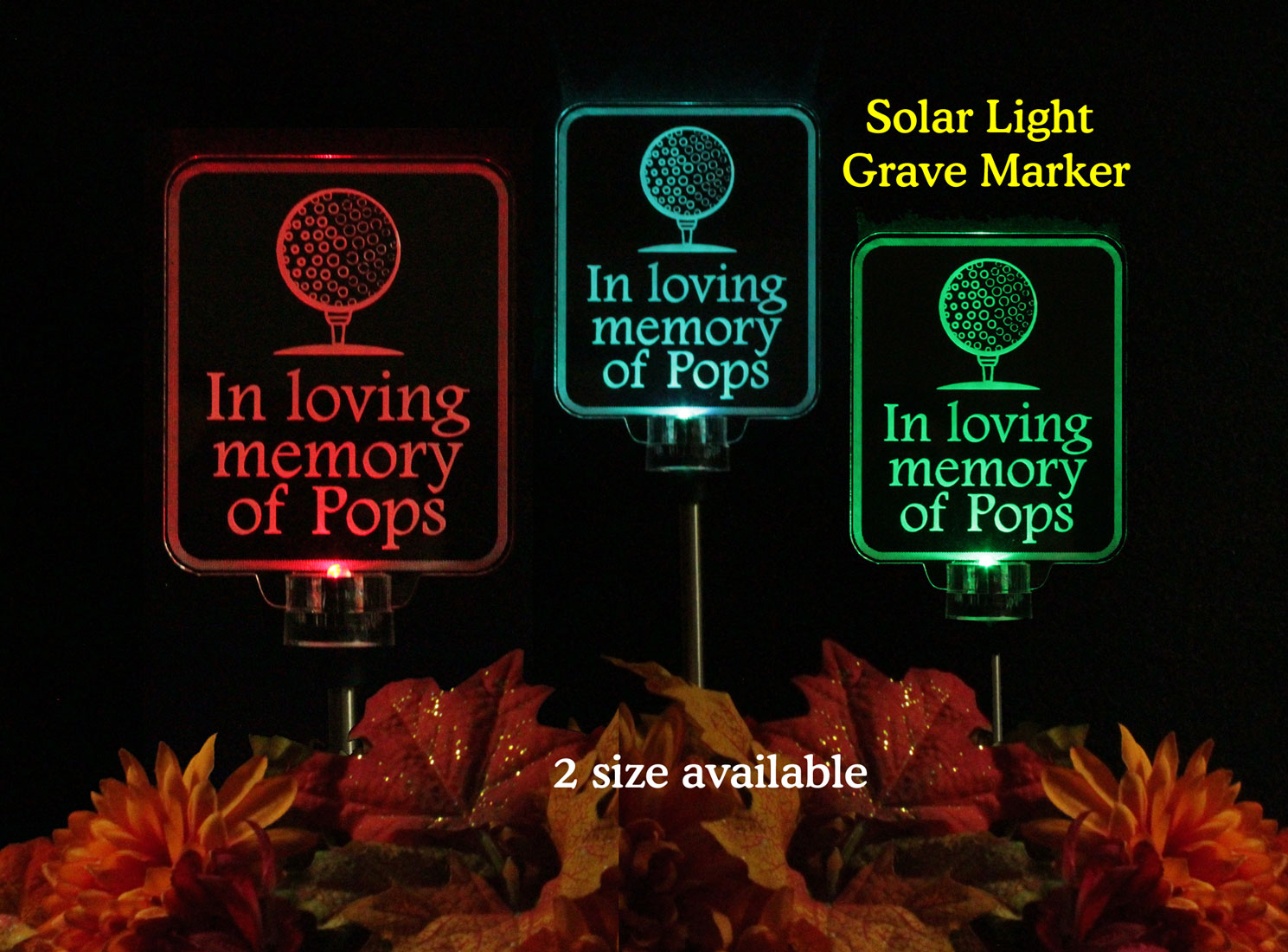 Golf Ball Cemetary marker, solar light grave marker, personalized