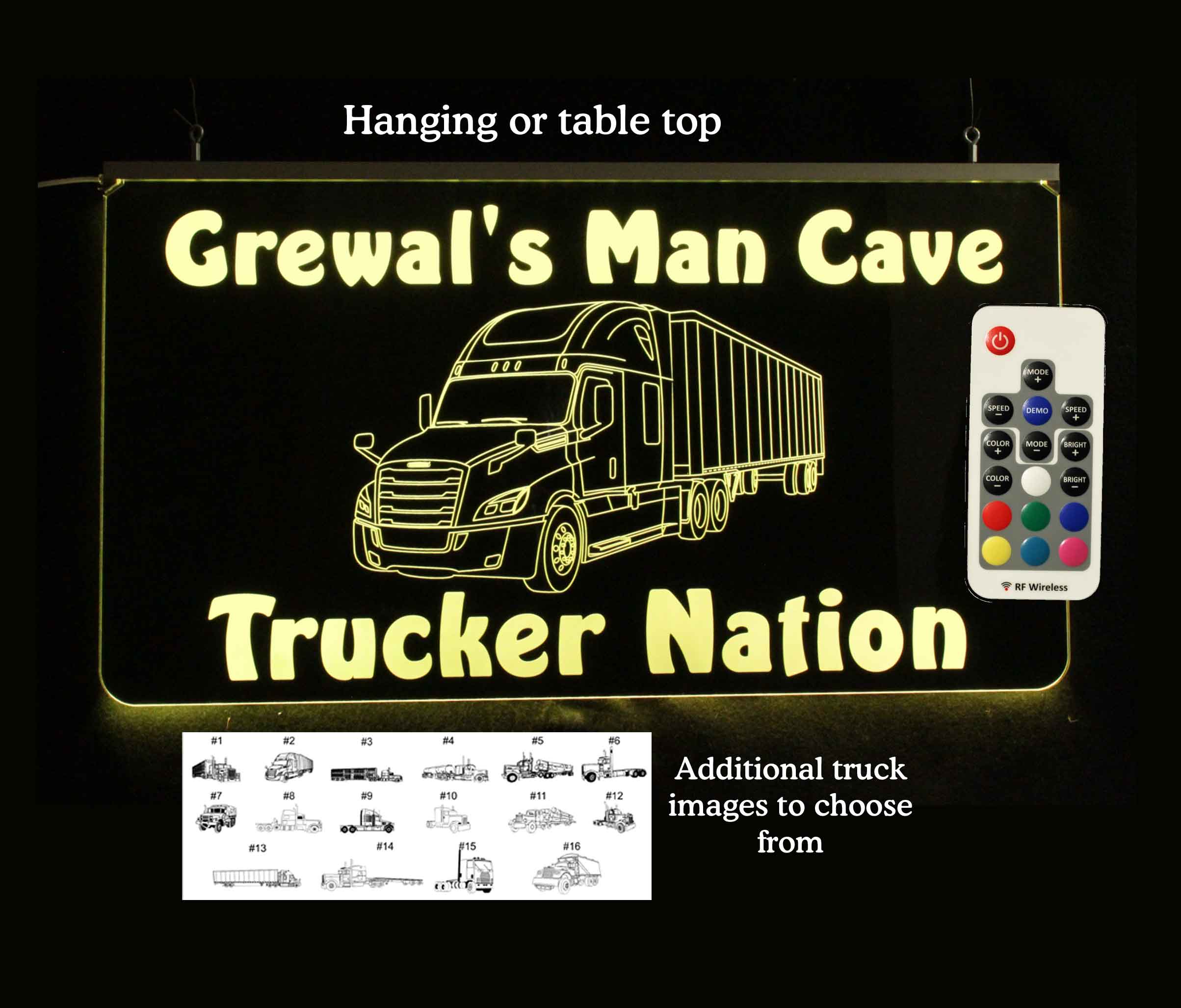 Personalized Semi Truck LED Neon Man Cave Sign, Tractor Trailer sign