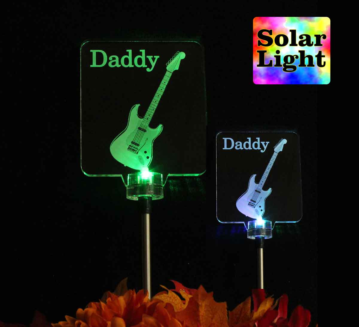 Personalized Guitar Solar Light, Custom Grave maker. Garden light