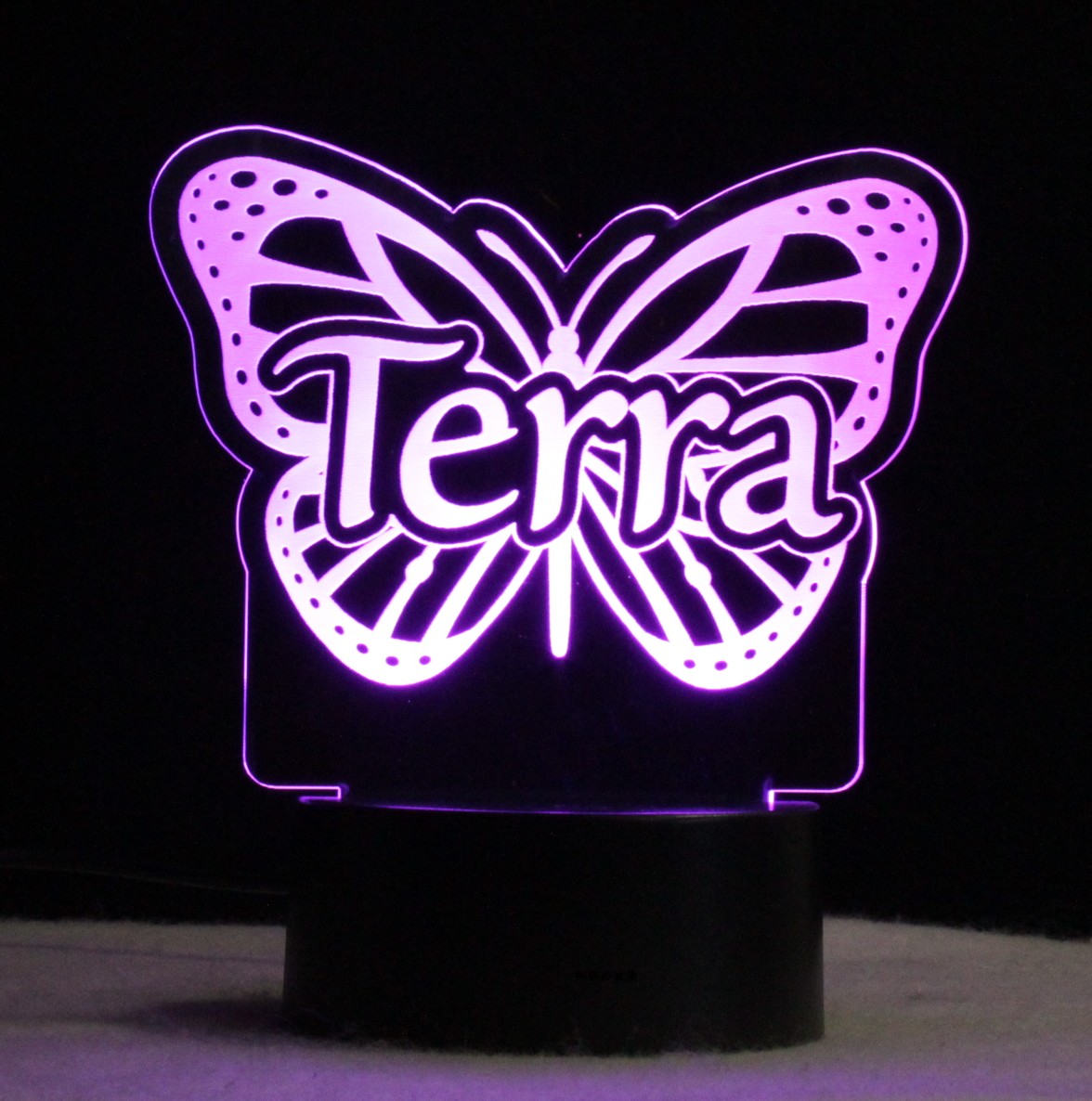 Custom Engraved Butterfly Night Light - USB - 110V - Battery