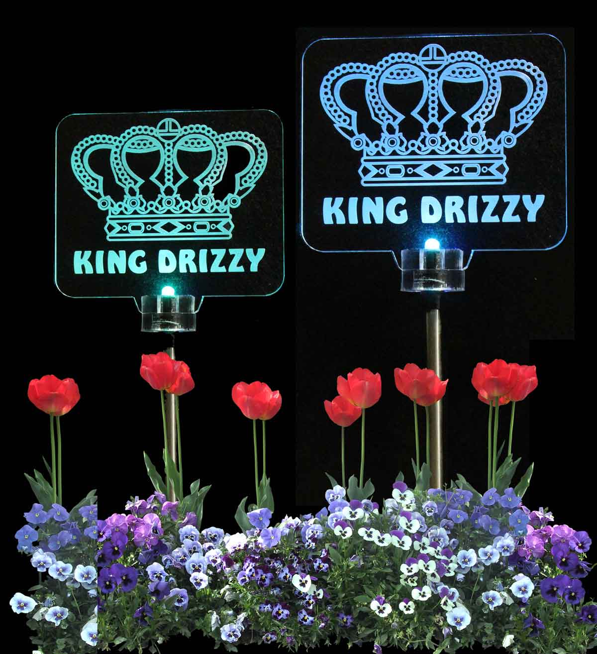 Personalized King Crown Solar Light, Grave Marker, Garden Light
