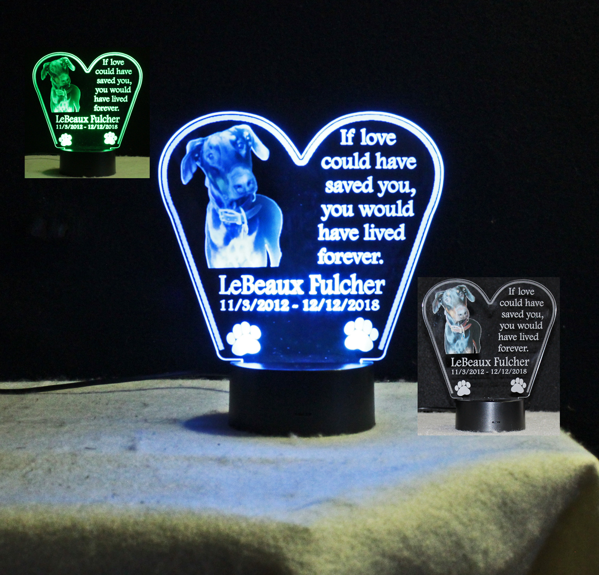 Personalized Heart Shaped Memorial Plaque Photo Night Light