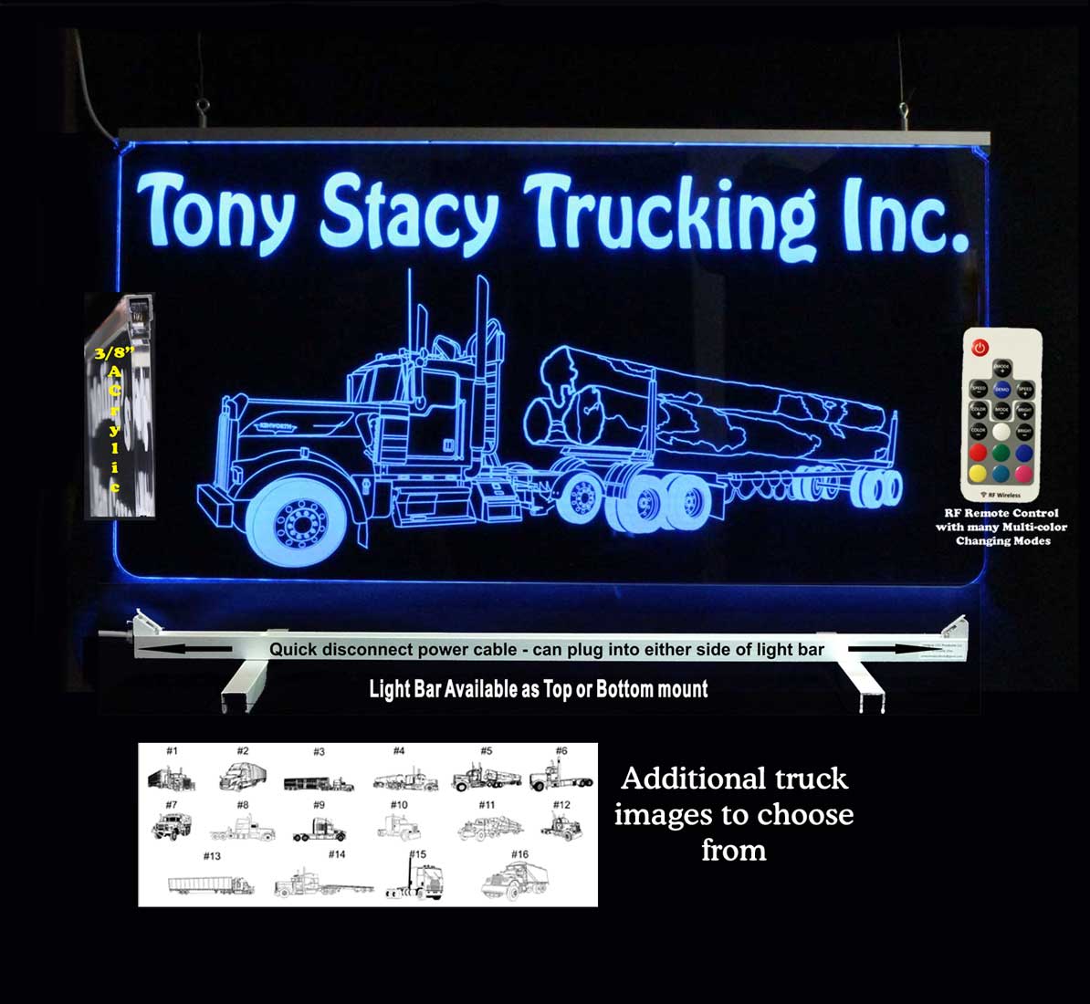 Personalized Logging Truck Sign, Tractor Trailer sign, Lighted Semi truck sign