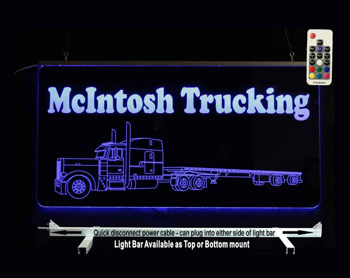 Personalized  Semi Tractor Truck LED Neon Man Cave Garage sign