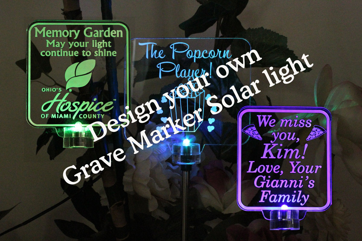 Solar Lights Personalized - design your own, Grave Marker, Garden Light